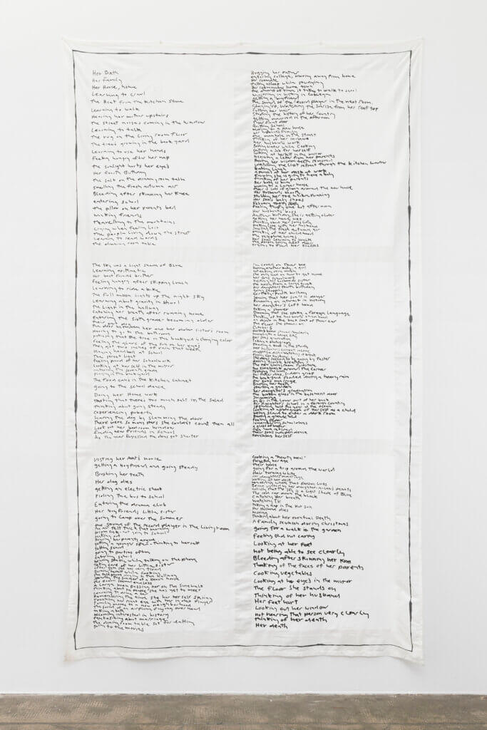 MATT MULLICAN. Untitled (Birth to death list), 2018 | Ella té molts noms / Ella tiene muchos nombres / She has many names | ProjecteSD