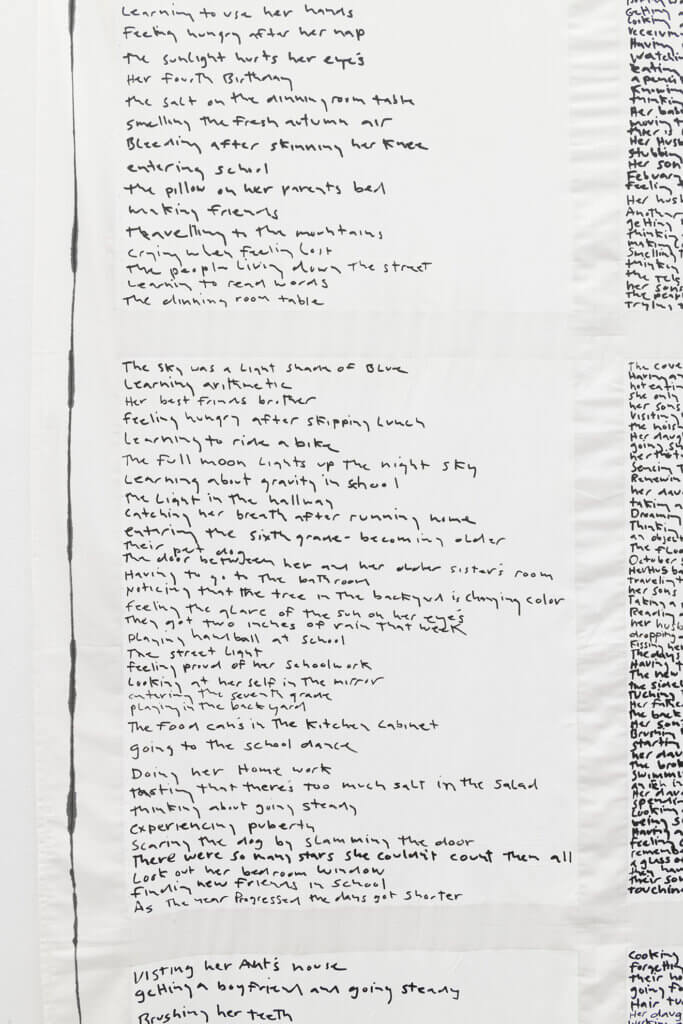 MATT MULLICAN. Untitled (Birth to death list), 2018. (Detail) | Ella té molts noms / Ella tiene muchos nombres / She has many names | ProjecteSD