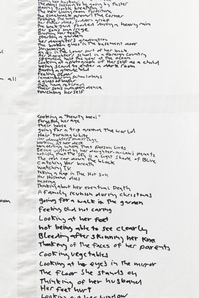 MATT MULLICAN. Untitled (Birth to death list), 2018. (Detail) | Ella té molts noms / Ella tiene muchos nombres / She has many names | ProjecteSD