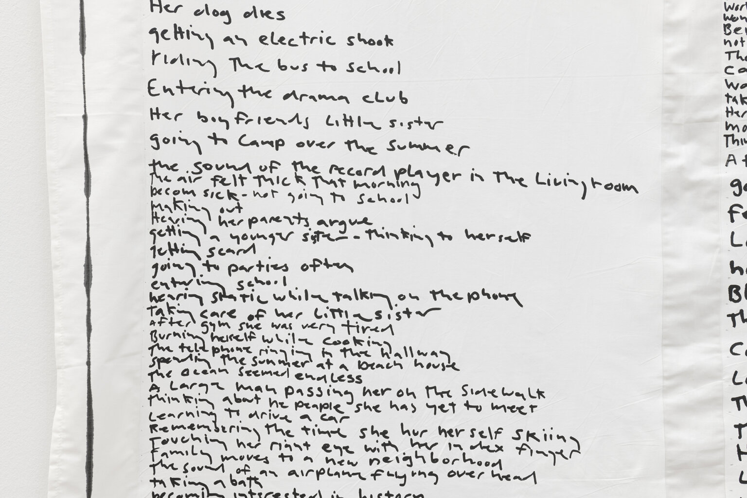 MATT MULLICAN. Untitled (Birth to death list), 2018. (Detail) | Ella té molts noms / Ella tiene muchos nombres / She has many names | ProjecteSD