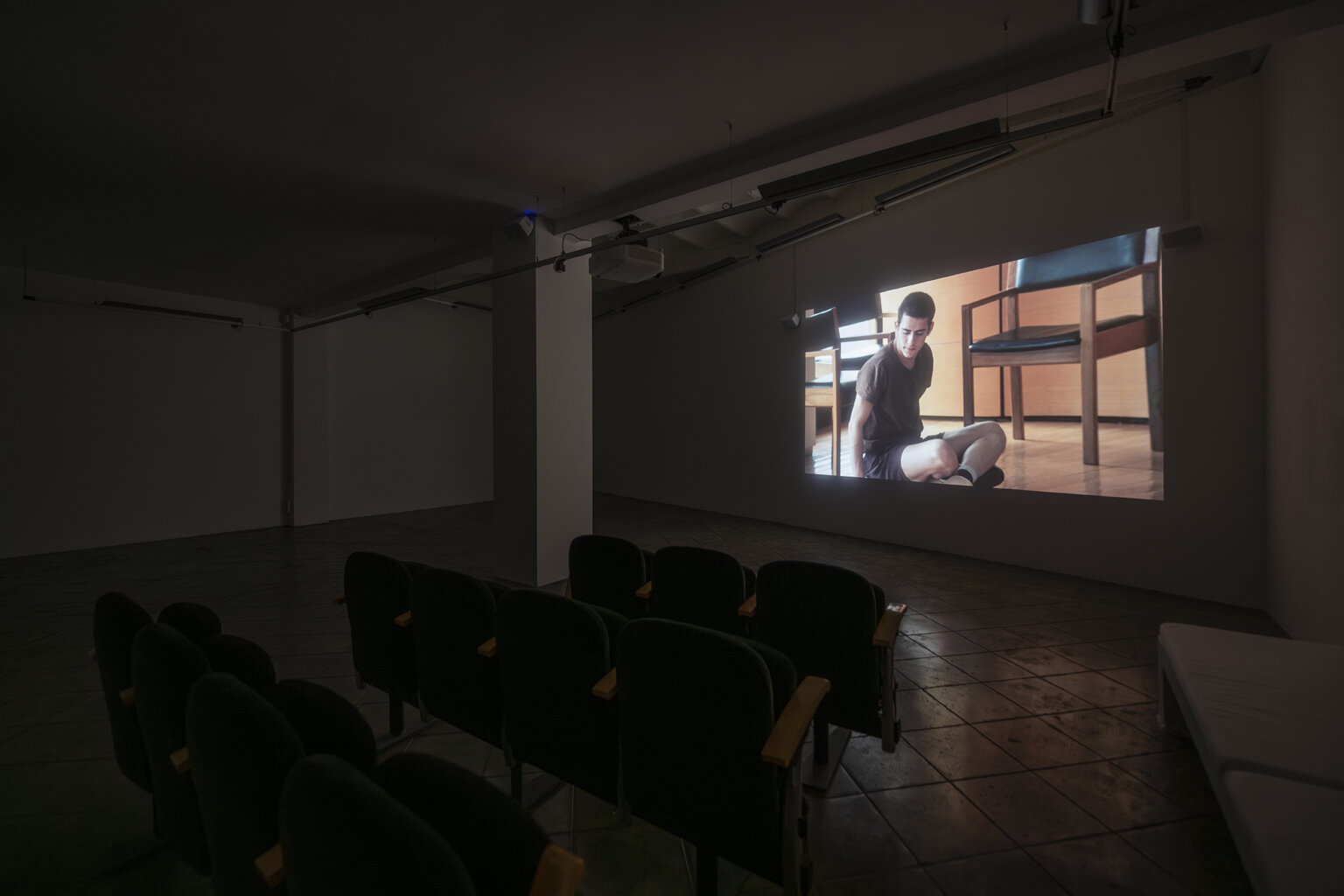 Installation view: Manon de Boer, Caco, João, Mava and Rebecca. From nothing to something to something else, part 2, 2019 | PROJECTIONS: MANON DE BOER, DORA GARCÍA & ROSALIND NASHASHIBI | ProjecteSD