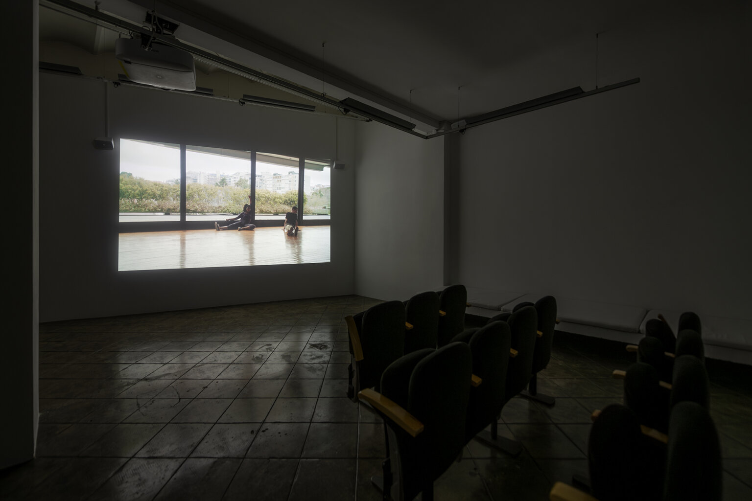 Installation view: Manon de Boer, Caco, João, Mava and Rebecca. From nothing to something to something else, part 2, 2019 | PROJECTIONS: MANON DE BOER, DORA GARCÍA & ROSALIND NASHASHIBI | ProjecteSD