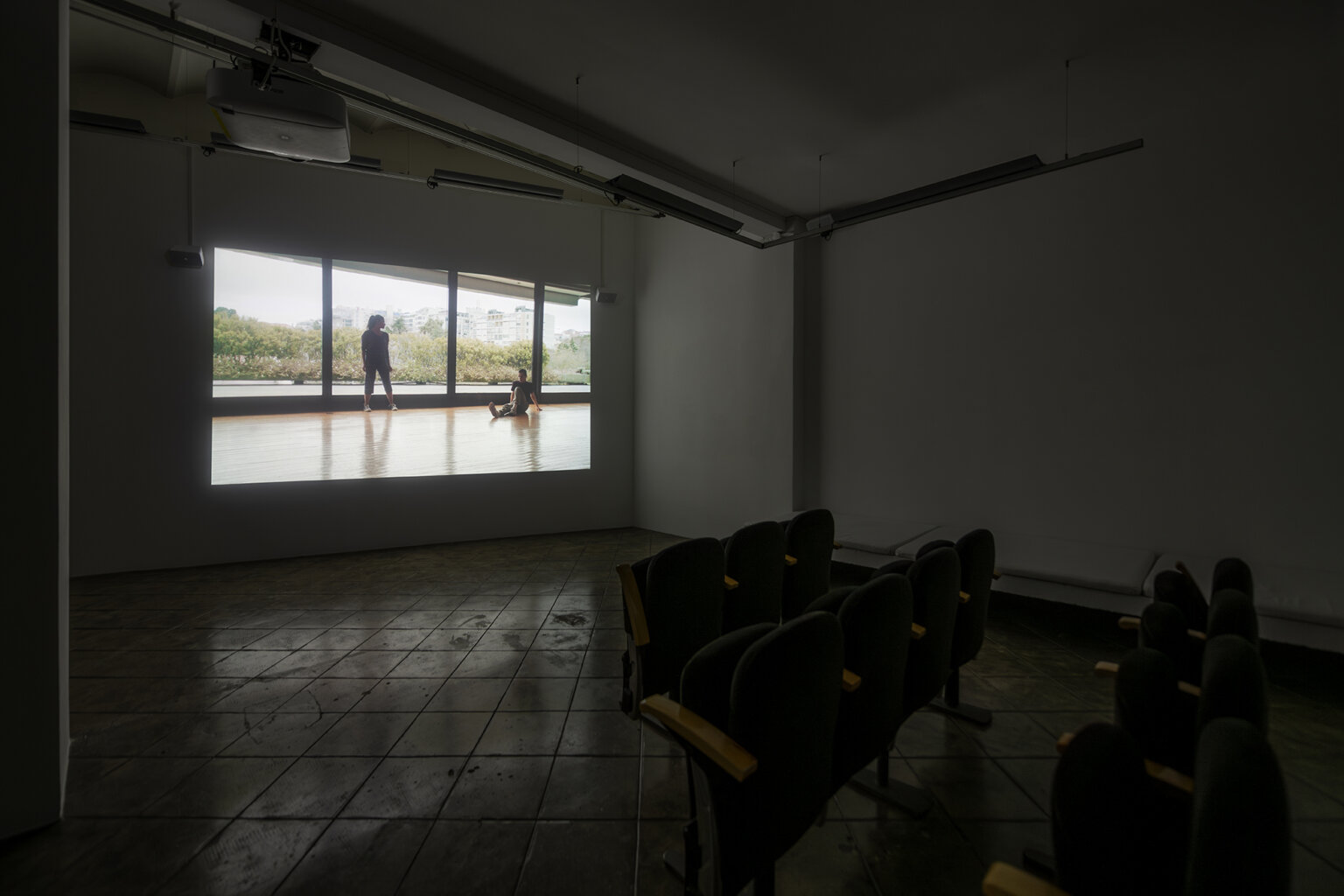 Installation view: Manon de Boer, Caco, João, Mava and Rebecca. From nothing to something to something else, part 2, 2019 | PROJECTIONS: MANON DE BOER, DORA GARCÍA & ROSALIND NASHASHIBI | ProjecteSD
